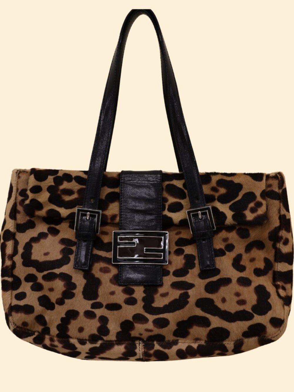 Fendi Leopard Pony Hair Baguette Bag